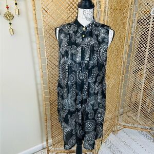 MICHAEL Michael Kors Black and White Sleeveless Blouse Tunic